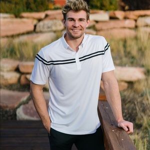 Men’s white zyia striped polo